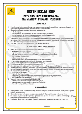 IAG33 Instrukcja BHP przy obsłudze przesiewacza dla młynów