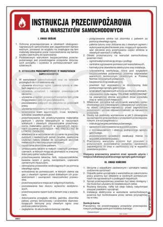 DB027 Instrukcja przeciwpożarowa dla warsztatów samochodowych