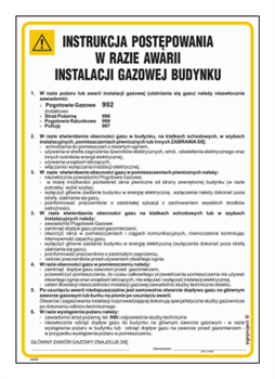 IAF20 Health and safety instructions for dealing with a failure of the building's gas installation