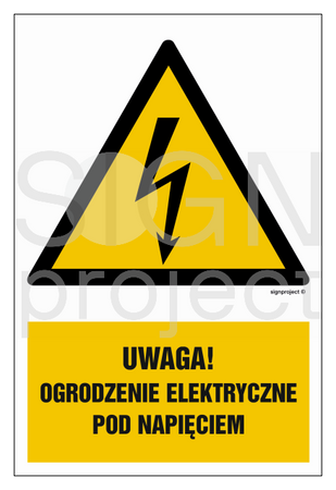 HA020 Uwaga ogrodzenie elektryczne pod napięciem - arkusz 9 naklejek