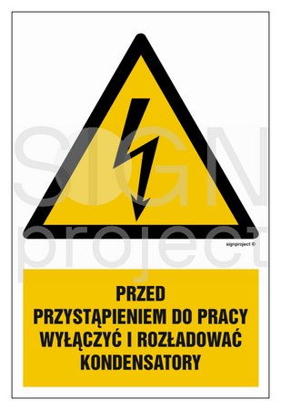 HA018 Before starting work, turn off and discharge the capacitors - sheet of 9 stickers