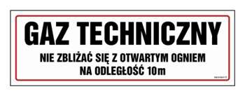 NC102 Gaz techniczny. Nie zbliżać się z otwartym ogniem