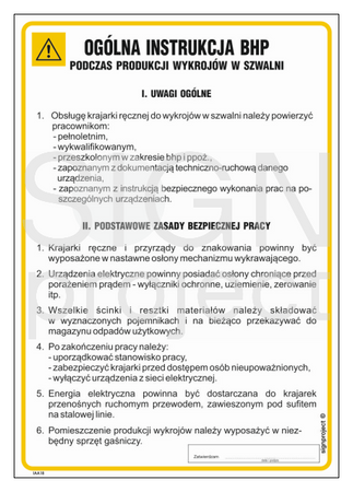 IAA18 Ogólna instrukcja BHP podczas produkcji wykrojów w szwalni