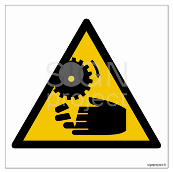 GE021 Warning against the possibility of cutting fingers by rotating elements - sheet of 12 stickers