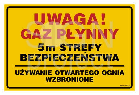 JD052 Uwaga! gaz płynny 5m strefy bezpieczeństwa