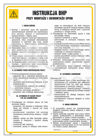 IAE23 Occupational health and safety instructions for tire assembly and disassembly