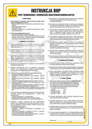 IAF02 Health and safety instructions for erecting and disassembling construction scaffoldings