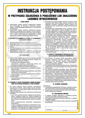 IAA30 Instrukcja postępowania w przypadku zgłoszenia o podłożeniu lub znalezieniu ładunku wybuchowego