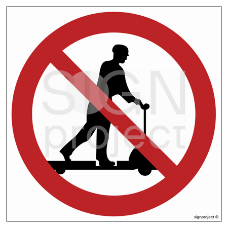 GB001 Prohibition of riding on transport equipment - sheet of 12 stickers