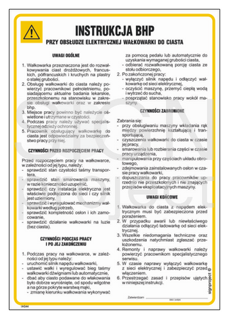 IAG44 Health and safety instructions for operating the electric dough sheeter