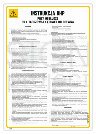 IAB20 Instrukcja BHP przy obsłudze piły tarczowej kątowej do drewna
