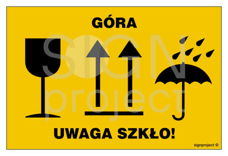 MA013 Nalepka na przesyłkę - łączona, ładunek łatwotłukący, góra ładunku, chronić przed wilgocią - arkusz 6 naklejek