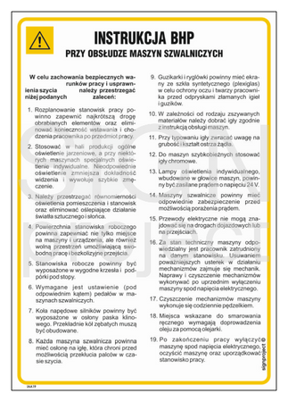 IAA19 Health and safety instructions for the use of sewing machines