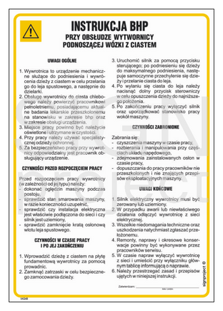 IAG48 Instrukcja BHP przy obsłudze wywrotnicy podnoszącej wózki z ciastem