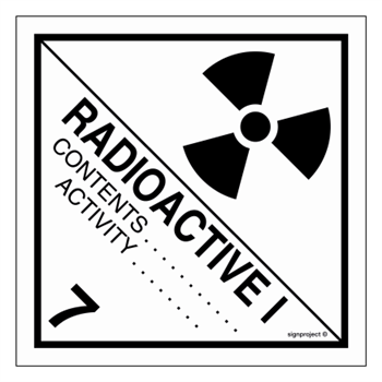 MB007 Radioactive materials in a package - a sheet of 12 stickers