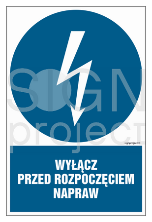 HE018 Wyłącz przed rozpoczęciem napraw