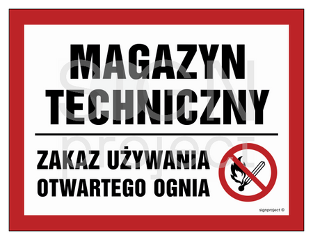NB014 Magazyn techniczny. Zakaz używania otwartego ognia
