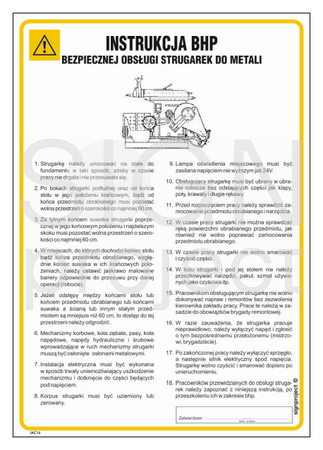 IAC14 Health and safety manual for the safe operation of metal planers