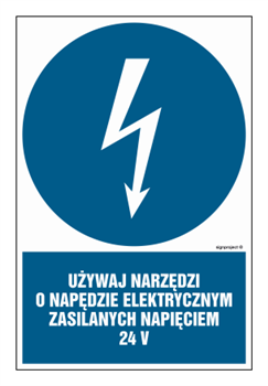 HE016 Używaj narzędzi o napędzie elektrycznym zasilanym napięciem 24V - arkusz 9 naklejek