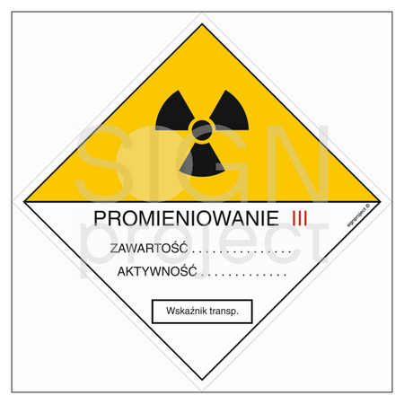 KA005 Warning sign for marking category III transport consignments