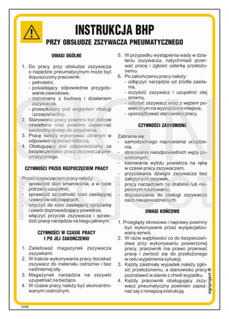 IAA35 Safety instructions for using the pneumatic stapler