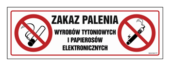 NC089 Zakaz palenia wyrobów tytoniowych i papierosów elektronicznych
