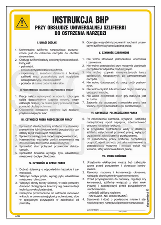 IAC25 Occupational health and safety instructions when using a universal grinder for sharpening tools