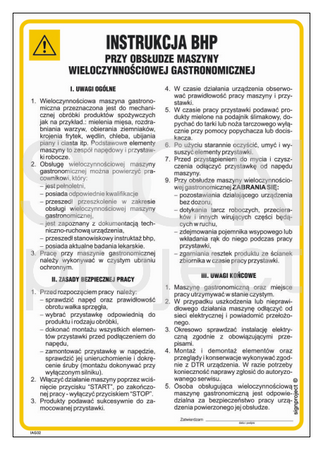 IAG32 Occupational health and safety instructions for operating a multi-purpose catering machine