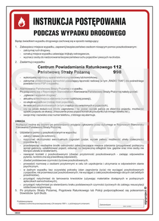 DB020 Instrukcja postępowania podczas wypadku drogowego