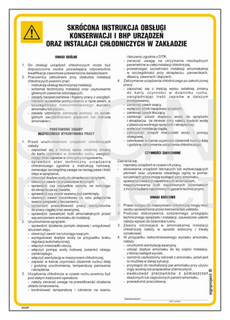 IAA39 Quick guide for the operation, maintenance and health and safety of refrigeration equipment and installations in the plant