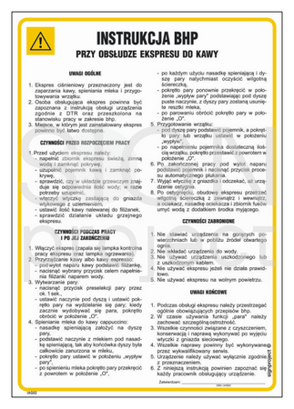 IAG52 Instrukcja BHP przy obsłudze ekspresu do kawy