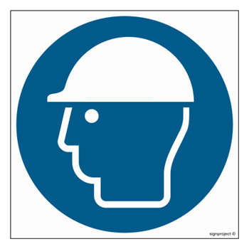 GJ014 Mandatory use of head protection - sheet of 9 stickers