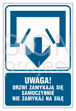 RB011 Uwaga! Drzwi zamykają się samoczynnie. Nie zamykaj na siłę (drzwi dwuskrzydłowe)