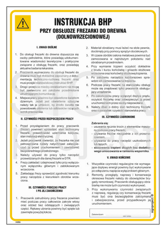 IAB06 Occupational health and safety instructions for the use of a wood milling machine (low spindle)