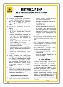 IAA15 Health and safety instructions for the use of a powder extinguisher