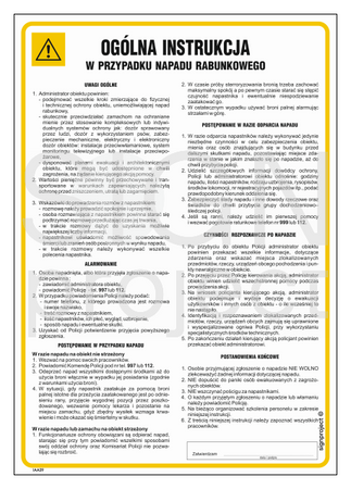 IAA29 General instruction in the event of robbery