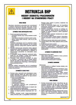 IAG61 Health and safety instructions for personal hygiene of employees and hygiene at the workplace