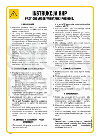 IAC15 Health and safety instructions for operating a horizontal drilling machine