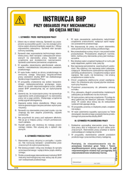 IAC06 Instrukcja BHP przy obsłudze piły mechanicznej do cięcia metali