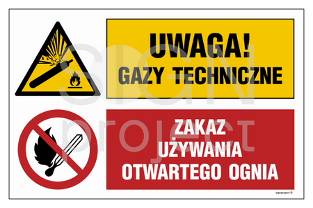 OI038 Uwaga! gazy techniczne, Zakaz używania otwartego ognia