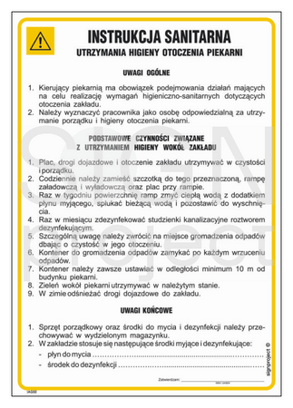 IAG50 Sanitary instruction for maintaining the hygiene of the bakery environment