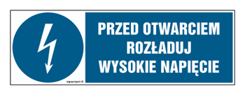 HF006 Przed otwarciem rozładuj wysokie napięcie - arkusz 8 naklejek