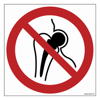 GA014 Zakaz wstępu z metalowymi implantami - arkusz 12 naklejek