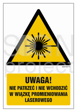 GF014 Uwaga - nie patrzeć i nie wchodzić w wiązkę promieniowania laserowe