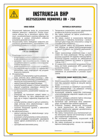 IAC30 Safety instructions for the OB 750 A drum blast machine