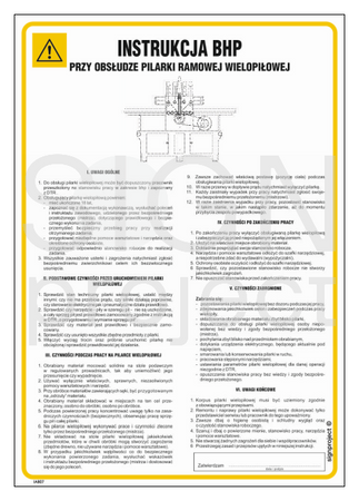 IAB07 Occupational health and safety instructions for the operation of a multi-blade frame saw