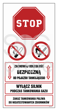 SB022 Keep a safe distance from the fueling vehicle. Turn off the engine when refueling with gas