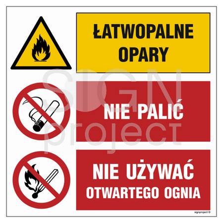 GO003 Flammable vapors Do not smoke Do not use an open flame