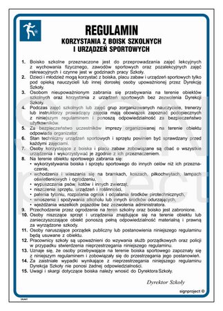 IAA42 Instrukcja regulamin korzystania z boisk szkolnych i urządzeń sportowych