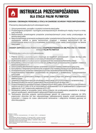 DB006 Instrukcja przeciwpożarowa dla stacji paliw płynnych